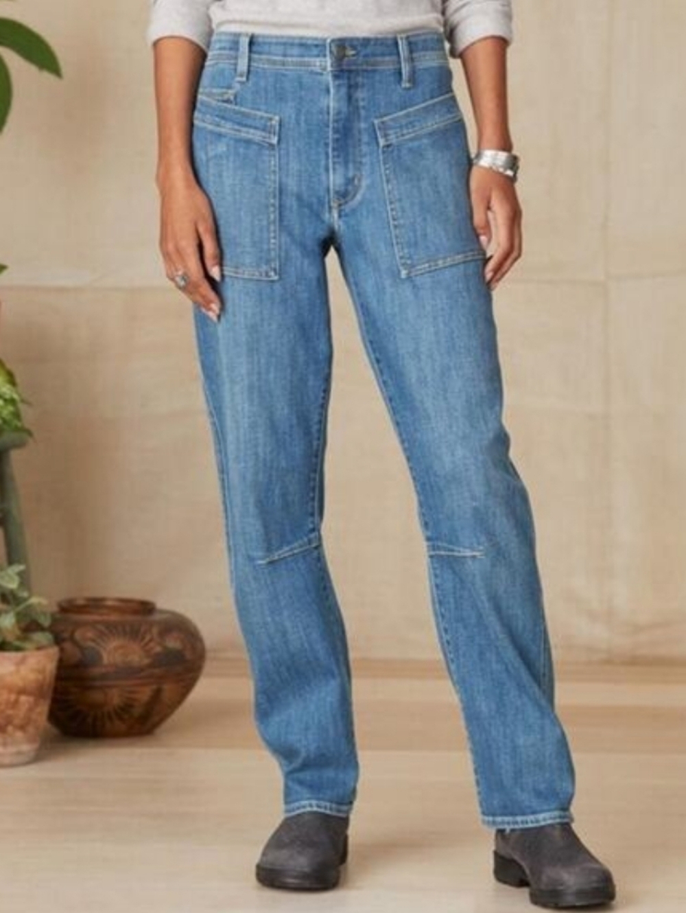 SUNDANCE Agnes Straight Leg Patch Pocket Denim Jeans Size 8 - Picture 6 of 6